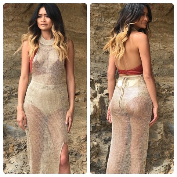 LAST 1️⃣ Gold COACHELLA See Through Halter Dress - Picture 5 of 8